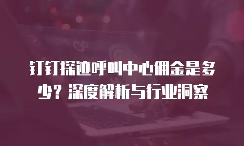 钉钉探迹呼叫中心佣金是多少？深度解析与行业洞察