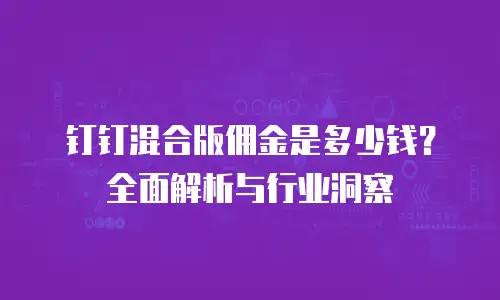 钉钉混合版佣金是多少钱？全面解析与行业洞察