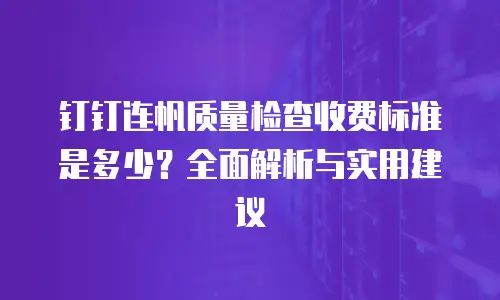 钉钉连帆质量检查收费标准是多少？全面解析与实用建议