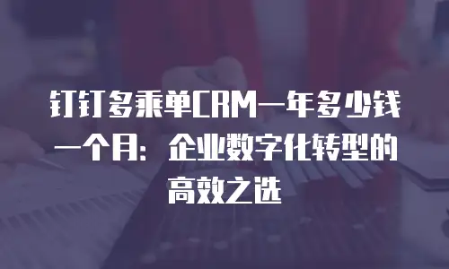 钉钉多乘单CRM一年多少钱一个月：企业数字化转型的高效之选