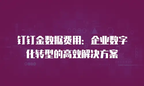 钉钉金数据费用：企业数字化转型的高效解决方案
