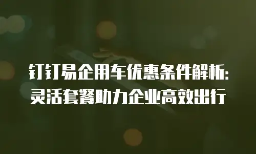 钉钉易企用车优惠条件解析：灵活套餐助力企业高效出行