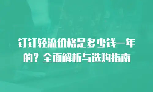 钉钉轻流价格是多少钱一年的？全面解析与选购指南