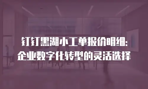 钉钉黑湖小工单报价明细：企业数字化转型的灵活选择