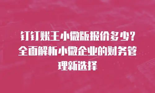 钉钉账王小微版报价多少？全面解析小微企业的财务管理新选择