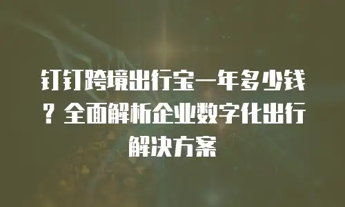 钉钉跨境出行宝一年多少钱？全面解析企业数字化出行解决方案