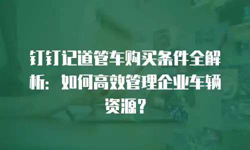 钉钉记道管车购买条件全解析：如何高效管理企业车辆资源？
