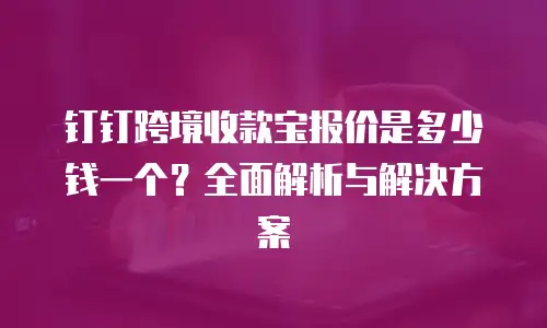 钉钉跨境收款宝报价是多少钱一个？全面解析与解决方案