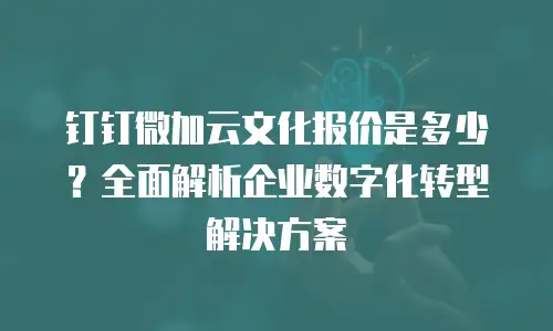 钉钉微加云文化报价是多少？全面解析企业数字化转型解决方案