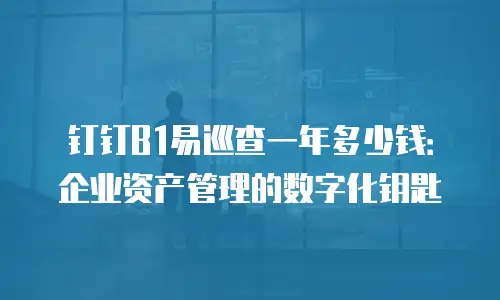 钉钉B1易巡查一年多少钱：企业资产管理的数字化钥匙