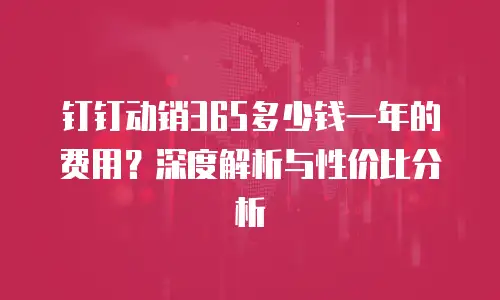 钉钉动销365多少钱一年的费用？深度解析与性价比分析