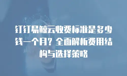 钉钉易鲸云收费标准是多少钱一个月？全面解析费用结构与选择策略