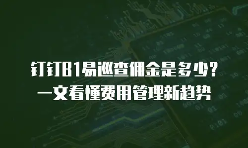 钉钉B1易巡查佣金是多少？一文看懂费用管理新趋势
