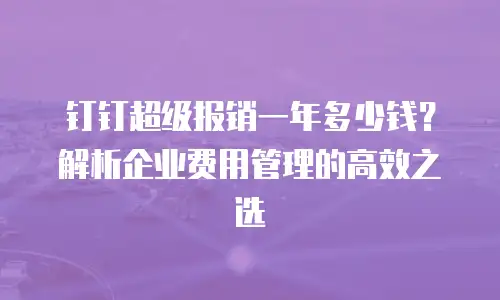 钉钉超级报销一年多少钱？解析企业费用管理的高效之选