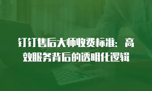 钉钉售后大师收费标准：高效服务背后的透明化逻辑
