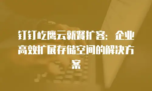 钉钉屹鹰云就餐扩容：企业高效扩展存储空间的解决方案