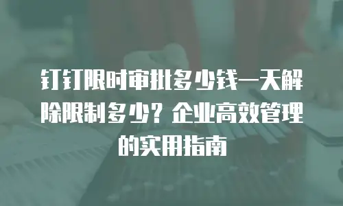 钉钉限时审批多少钱一天解除限制多少？企业高效管理的实用指南