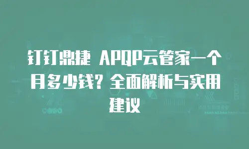 钉钉鼎捷 APQP云管家一个月多少钱？全面解析与实用建议