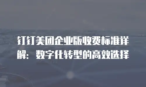 钉钉美团企业版收费标准详解：数字化转型的高效选择
