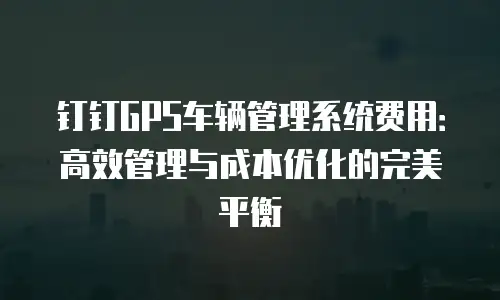 钉钉GPS车辆管理系统费用：高效管理与成本优化的完美平衡