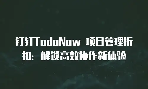 钉钉TodoNow 项目管理折扣：解锁高效协作新体验