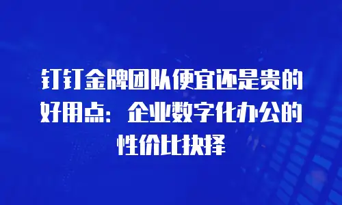 钉钉金牌团队便宜还是贵的好用点：企业数字化办公的性价比抉择