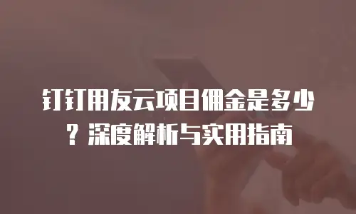 钉钉用友云项目佣金是多少？深度解析与实用指南