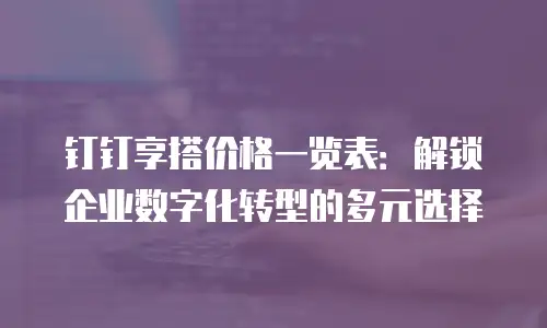钉钉享搭价格一览表：解锁企业数字化转型的多元选择