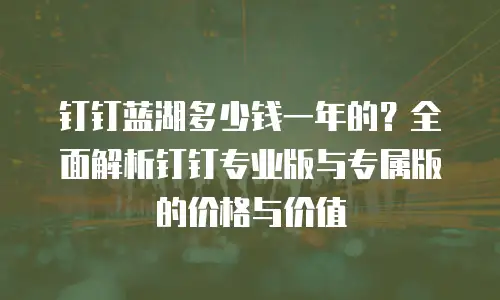 钉钉蓝湖多少钱一年的？全面解析钉钉专业版与专属版的价格与价值