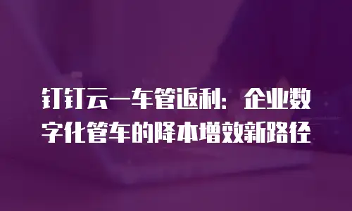 钉钉云一车管返利：企业数字化管车的降本增效新路径