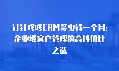 钉钉咚咚CRM多少钱一个月：企业级客户管理的高性价比之选