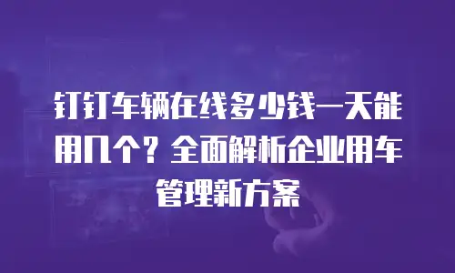 钉钉车辆在线多少钱一天能用几个？全面解析企业用车管理新方案