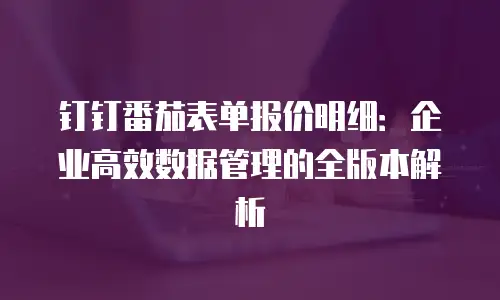 钉钉番茄表单报价明细：企业高效数据管理的全版本解析
