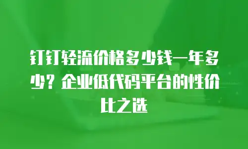 钉钉轻流价格多少钱一年多少？企业低代码平台的性价比之选