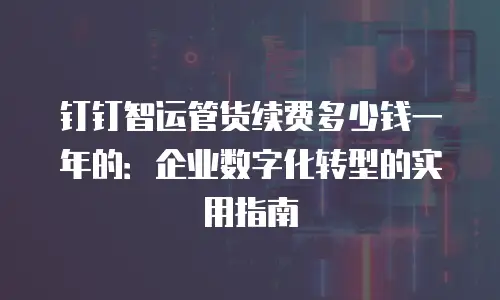 钉钉智运管货续费多少钱一年的：企业数字化转型的实用指南