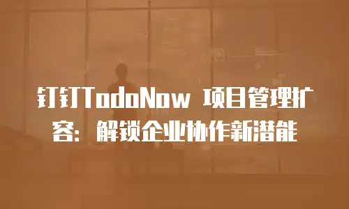 钉钉TodoNow 项目管理扩容：解锁企业协作新潜能