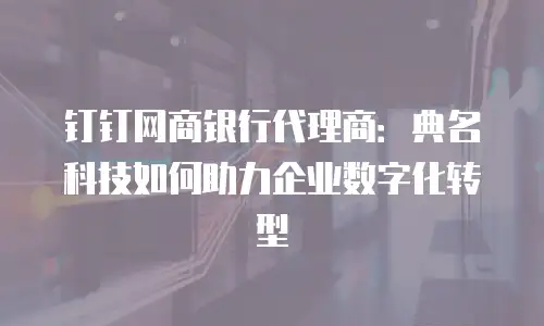 钉钉网商银行代理商：典名科技如何助力企业数字化转型