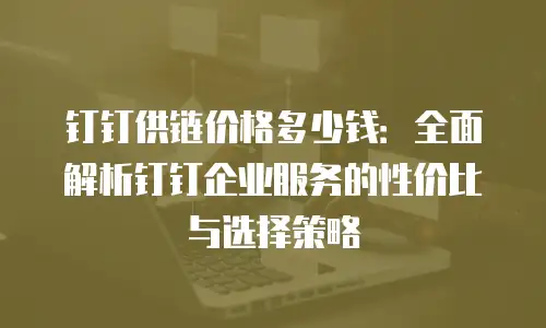 钉钉供链价格多少钱：全面解析钉钉企业服务的性价比与选择策略