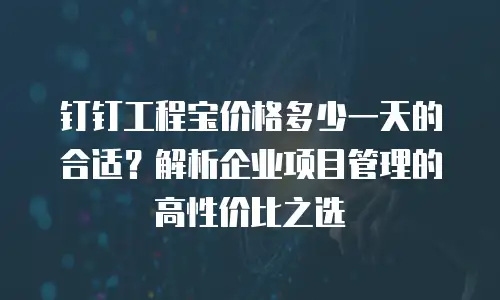 钉钉工程宝价格多少一天的合适？解析企业项目管理的高性价比之选