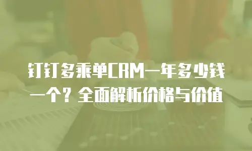钉钉多乘单CRM一年多少钱一个？全面解析价格与价值
