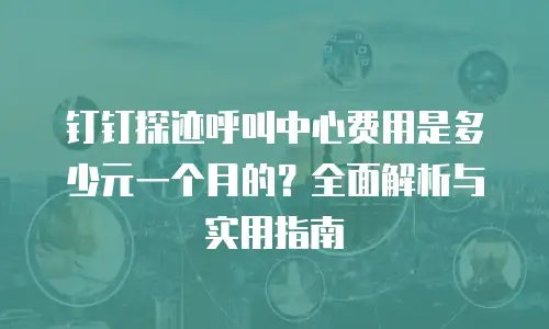 钉钉探迹呼叫中心费用是多少元一个月的？全面解析与实用指南