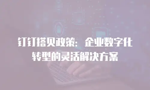 钉钉搭贝政策：企业数字化转型的灵活解决方案