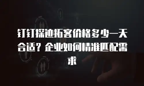 钉钉探迹拓客价格多少一天合适？企业如何精准匹配需求