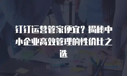 钉钉运营管家便宜？揭秘中小企业高效管理的性价比之选