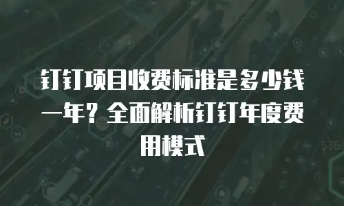 钉钉项目收费标准是多少钱一年？全面解析钉钉年度费用模式