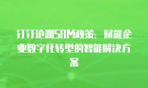 钉钉沧渊SRM政策：赋能企业数字化转型的智能解决方案