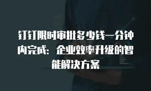 钉钉限时审批多少钱一分钟内完成：企业效率升级的智能解决方案