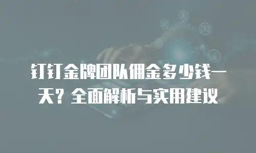 钉钉金牌团队佣金多少钱一天？全面解析与实用建议
