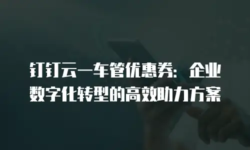 钉钉云一车管优惠券：企业数字化转型的高效助力方案