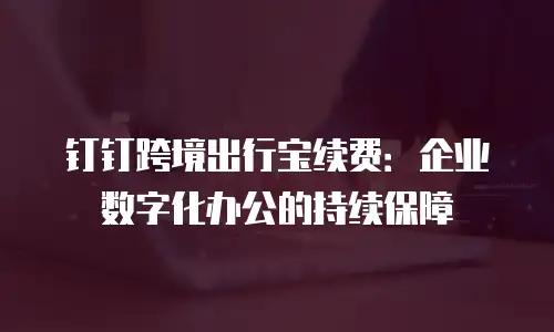 钉钉跨境出行宝续费：企业数字化办公的持续保障